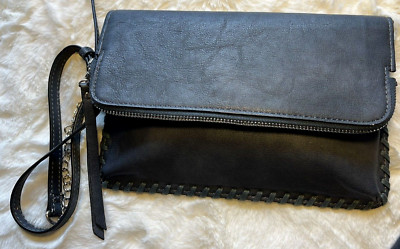 URBAN Expression Faux Leather Crossbody Clutch Handbag Purse Color Blue Denim