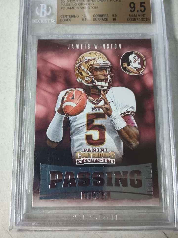 2015 JAMEIS WINSTON CONTENDERS DRAFT PICKS PASSING GRADES CARD#2 MINT 9.5 BGS  - Image 3 of 4