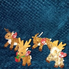 TY Beanie Babies Mini 2 Roxie Reindeer , Jingly and Rudy  Lot of 4 With Tags