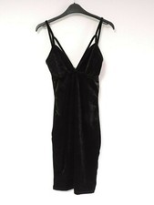 Missguided Velvet Strap Detail Bodycon Dress Black Size UK 8 DH191 JJ 08