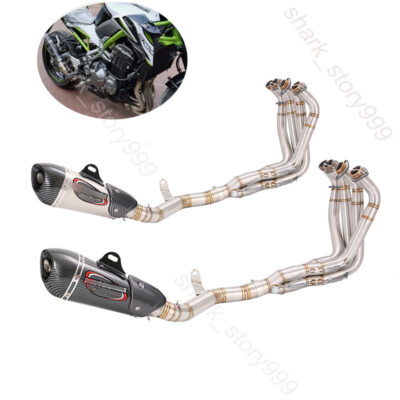 For Kawasaki Z900 2017-2024 Full Exhaust System Header Link Pipe 51mm Mufflers
