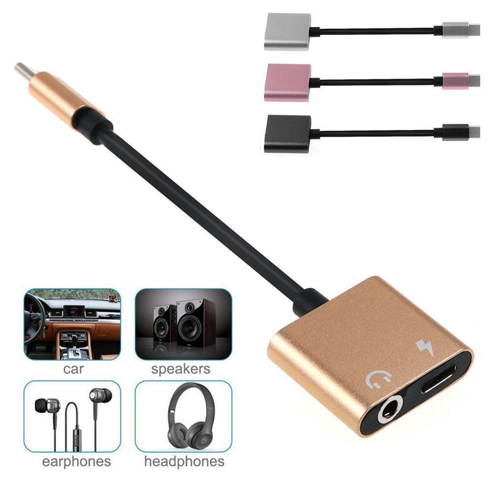 NEW 2in1 USB C Type C to Jack AUX Audio Adapter Charging