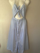 ZARA - WOMEN'S Sz XSMALL - Blue SLEEVELESS FRONT TIE DRESS