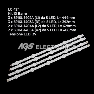 BARRE À BANDES À LED LG 42LN5200 6916L-1402A 6916L-1403A 6916L-1404A - Foto 7