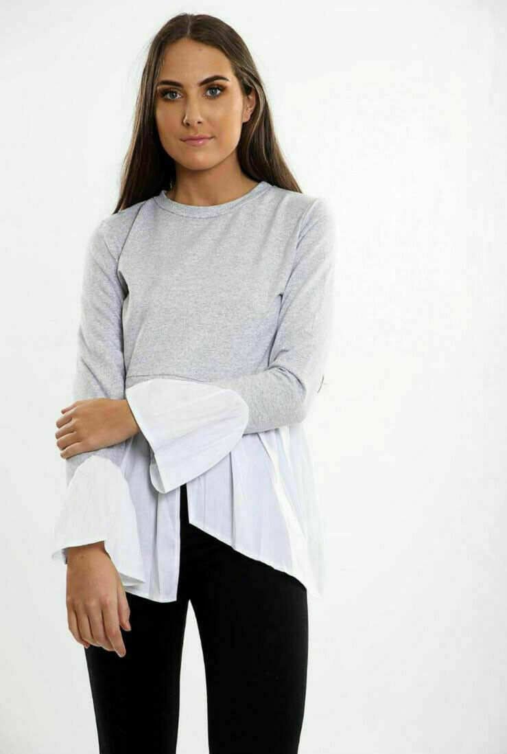 Women Puff Sleeve Layered Look Jumper 