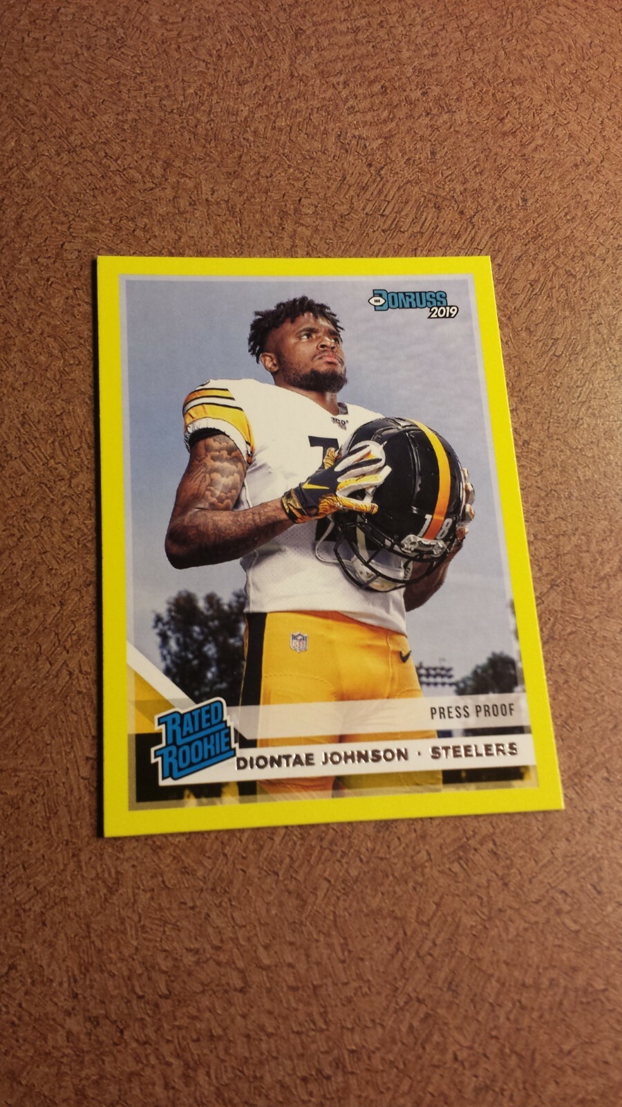 DIONTAE JOHNSON 2019 DONRUSS RATED ROOKIE YELLOW PRESS PROOF CARD 327