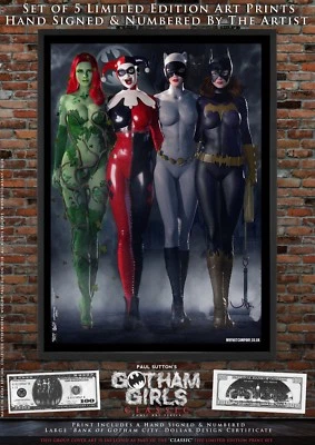 WARNER BROS. Harley Quinn Poison Ivy Catwoman Batgirl Gotham Girls DC Comic 5x Prints Classic