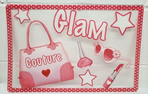 Set of 4 VINYL SEMI CLEAR PLACEMATS 12" x 18", GLAM LADIES, MAKE-UP ACCESSORIES - Picture 8 of 9