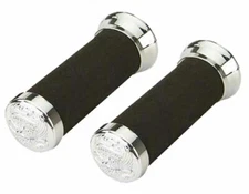 bike Grips Foam Black/Chrome 127 Eagle. lowrider grips, beach cruiser grips