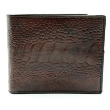 New Dark Brown Real Ostrich Leg Leather Skin Men Bi-fold Wallet Free shipping.