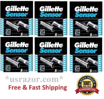 30 Gillette Sensor Razor Blades Cartridges Refills Shaver Handle Fit Excel 3 10