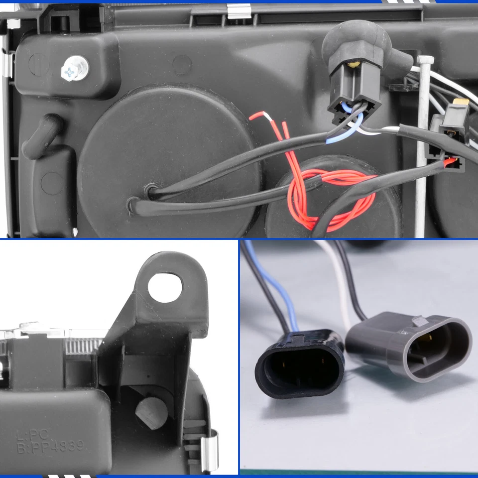 For 1991 1992 1993 1994 Toyota Land Cruiser FJ82 Dual LED Halos Chrome Headlight - Image 4 of 4