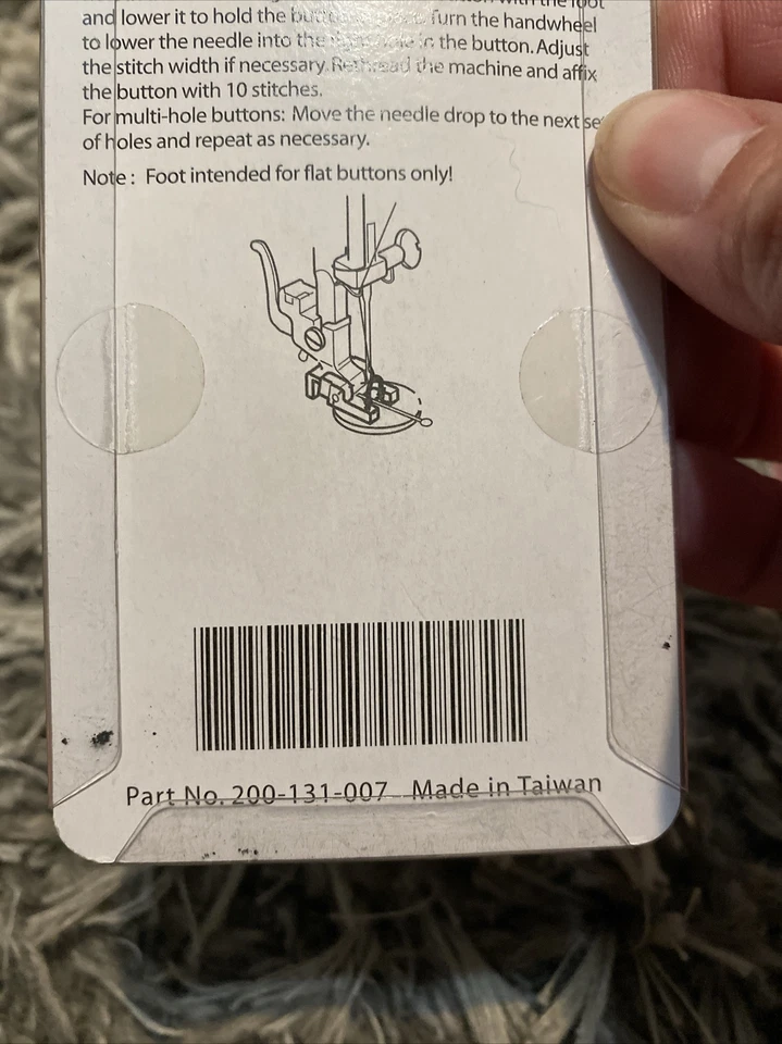 Janome Button Sewing Foot  #200131007 Oscillating Hook Models(5mm Max Width)(SB) - Image 3 of 3