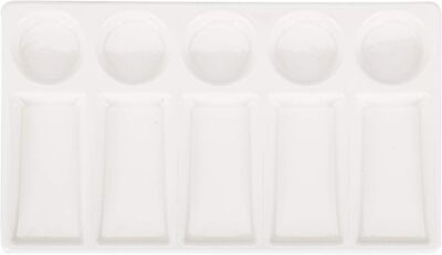Wells White Rectangle Ceramic Artist Paint Palette,Porcelain Watercolor