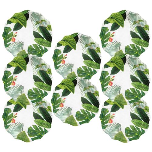 Set of 8 Floral Melamine Dinner & Side Plates Epicurean Amazon Leaf 