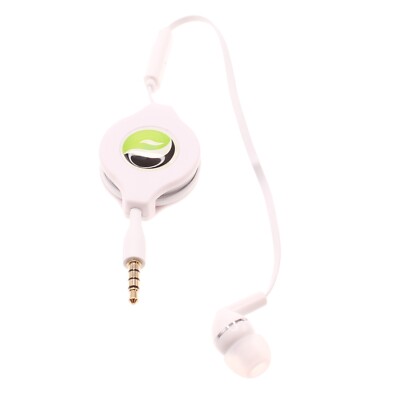 Headphone Retractable Mono Earphone 3.5mm w Mic Headset for Cell Phones