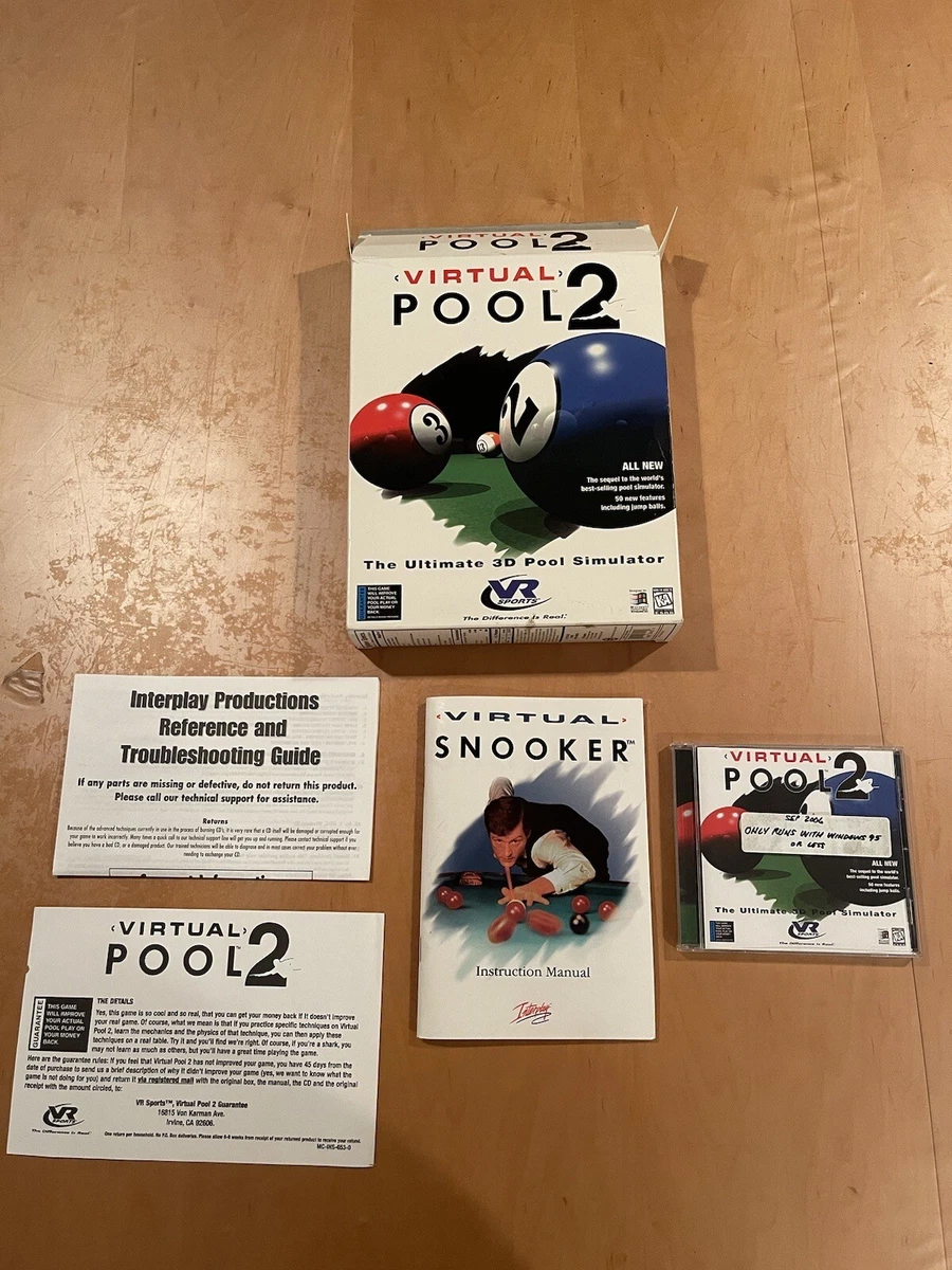 95 BIG BOX PC Game Virtual Pool 2 The Ultimate Pool Simulator PC CD-Rom  Windows