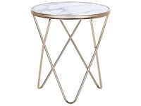 Edler Beistelltisch Rund Glas Marmor Optik/Gold Meridian Ii