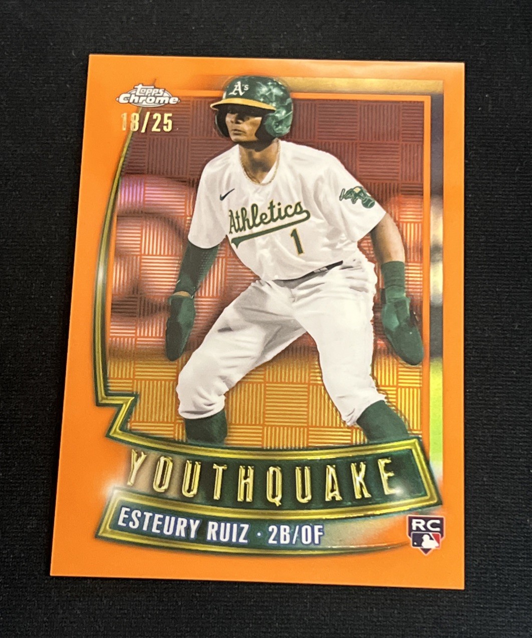 2023 Topps Chrome Esteury Ruiz Youthquake Orange Refractor /25 YQ-40 Oakland A’s