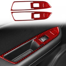 Rear Window Lift Switch Panel Cover For Chevrolet Blazer 19-25 Red Carbon Fiber