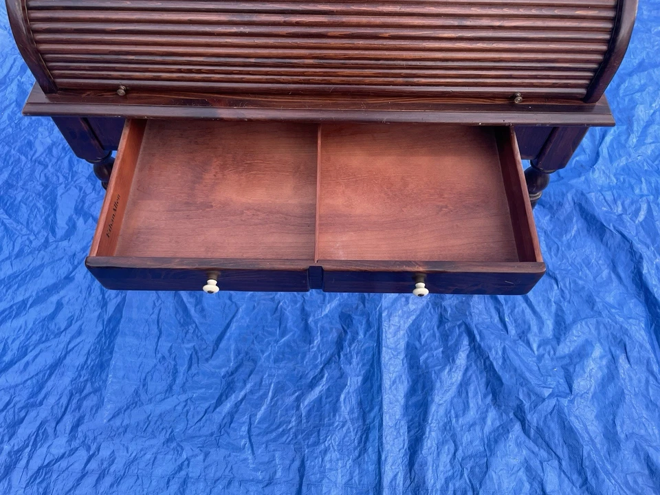 Escritorio pequeño con cajón ETHAN ALLEN antiguo pino envejecido 40" para damas Foto 4 de 4