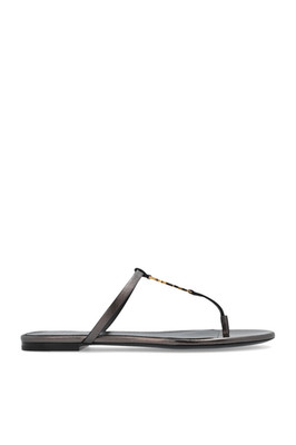 SAINT LAURENT Cassandra Brown Flat Slide Sandals New & Authentic
