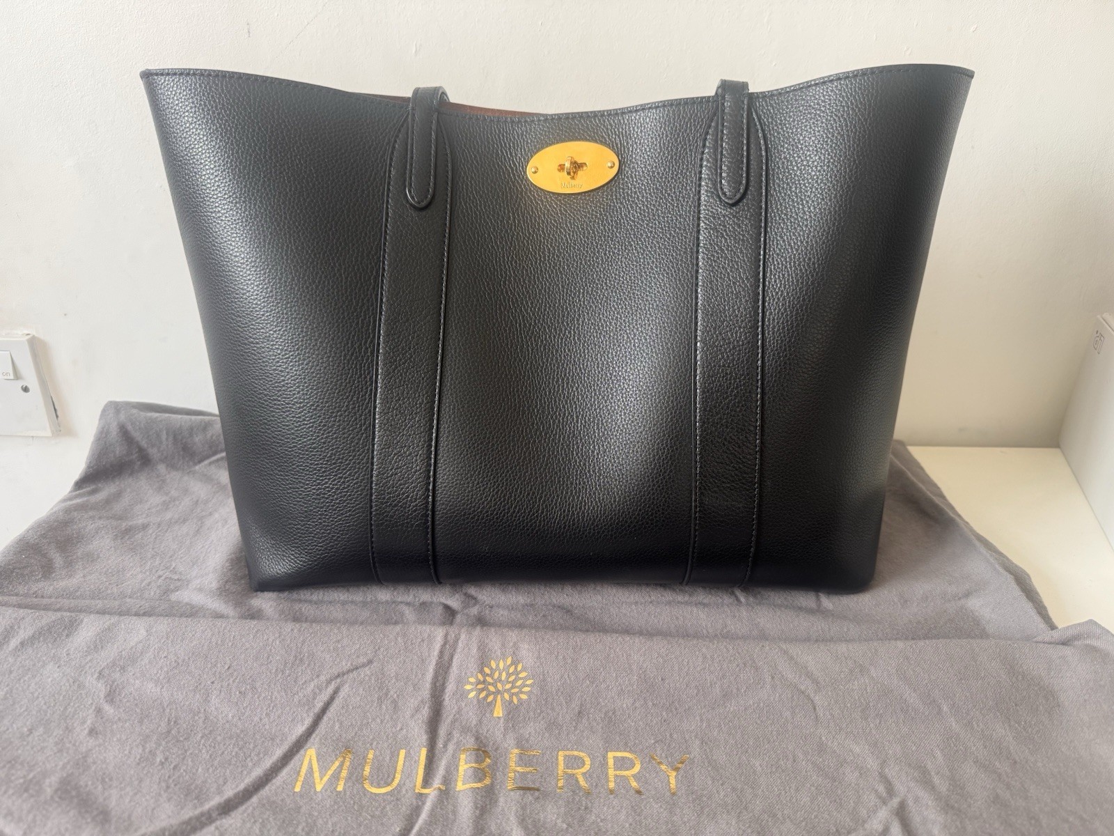 Mulberry Bayswater Tote Bag In Black Classic Small Grain Leather