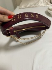 GUESS Burgundy Small Shoulder Bag Zip Closure...