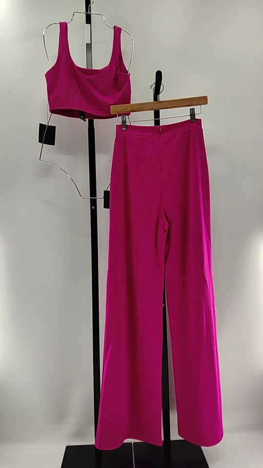 Lulus Only Tonight Hot Pink Two-Piece Wide-Leg Jumpsuit Sleeved M - Image 2 of 2