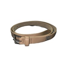 Steve Madden Women  s Tan Faux Leather Belt Size Large Silver Buckle