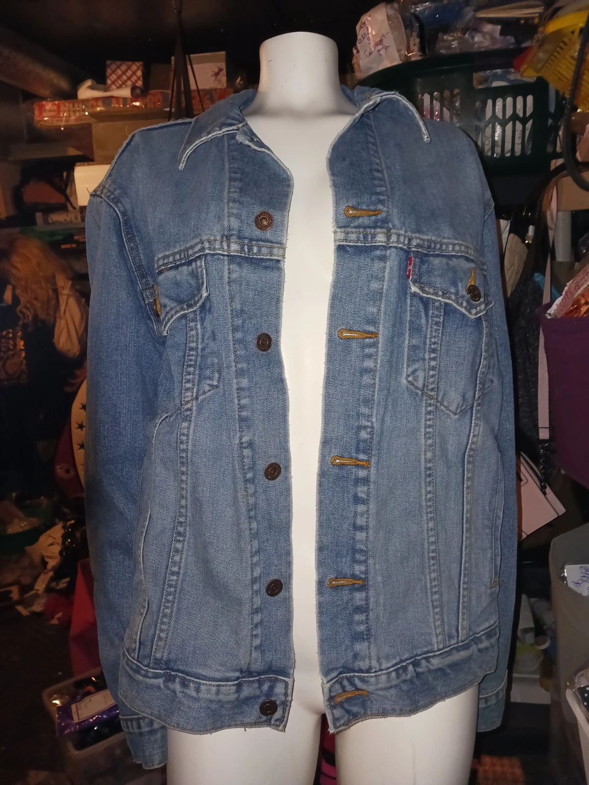 Vintage Levis Jacket Mens Medium Denim Trucker Made USA 70507 Distressed 90s