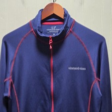 Vineyard Vines Track Jacket Mens Medium Blue Full Zip Performance Stretch Logo