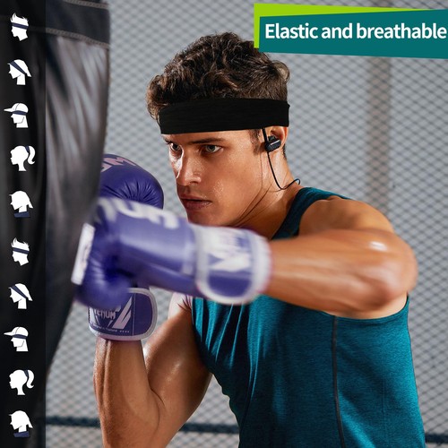 PAOFUPOS 8 Pack Sport Headbands for Men & Women, Elastic Soft Multi-color  - Picture 2 of 7