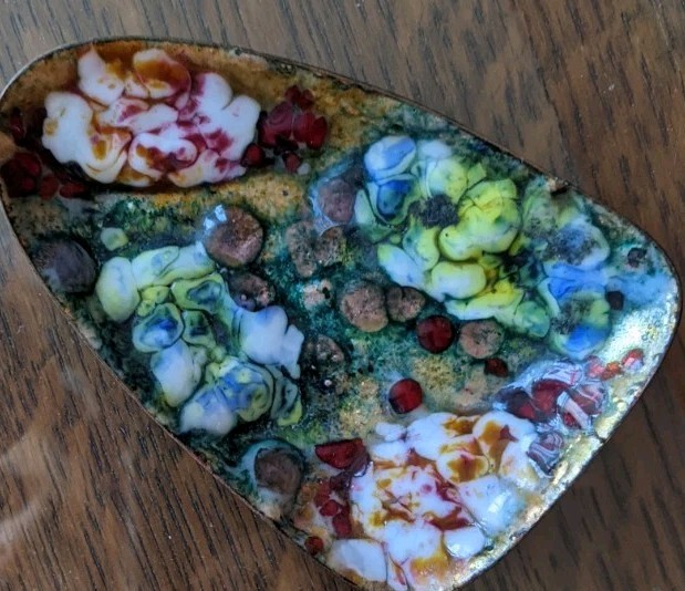 Vintage Enamel On Copper Trinket Dish