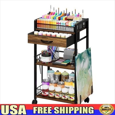 3-Tier Rolling Cart W/ Drawer Art Supply Organizer Craft Storage Utility Cart US