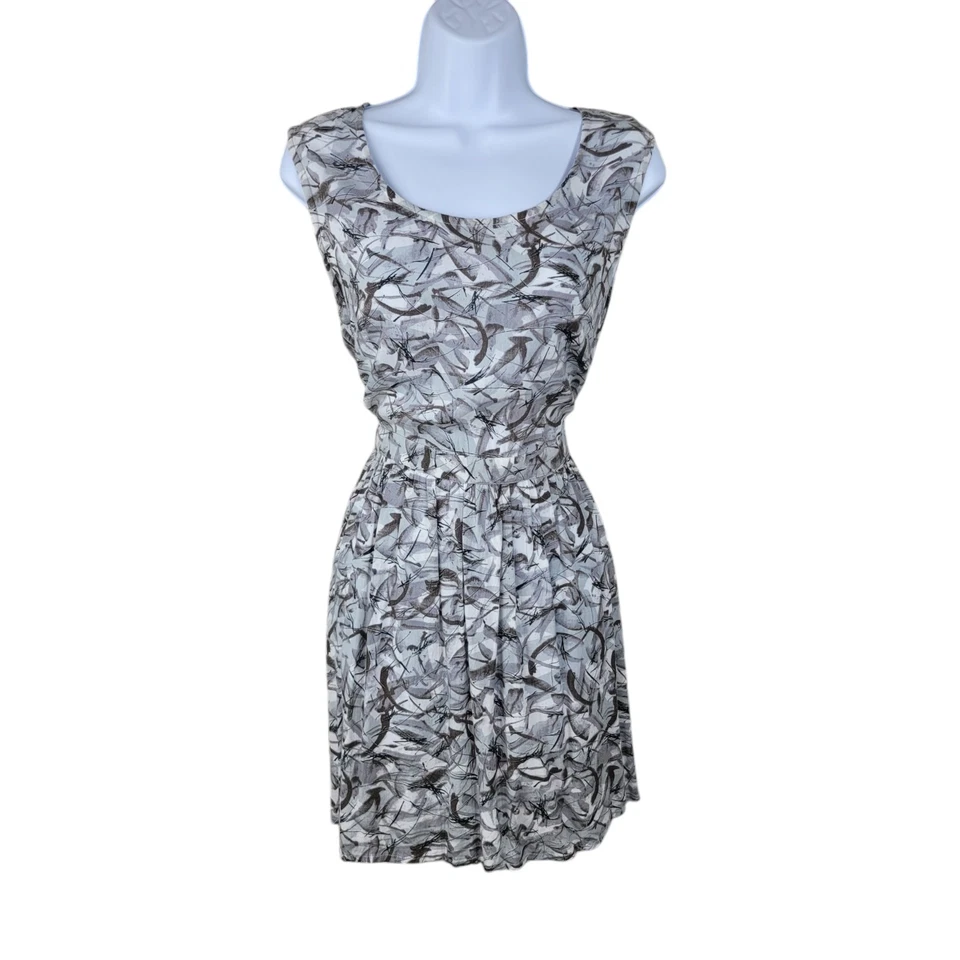 Vintage 70s Slip Dress size 12/14 Cottagecore alt X Cross Back Short Pleated - Image 2 of 4