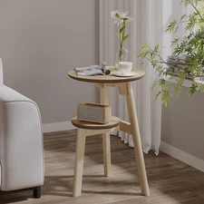 Round End Table for Small Spaces, Narrow Side Table, Accent Table Night Stand...