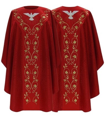 Red Gothic Chasuble with stole ''Holy Spirit'' Vestment Casulla Roja G653C25