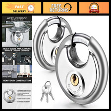 Heavy Duty 70mm Discus Padlock - Waterproof, Rustproof, 3/8in Shackle, 6 Keys