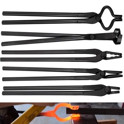 5pcs Knife Making Tongs Bladesmith Forging Tongs Tool Kits for Anvil Vise Forge