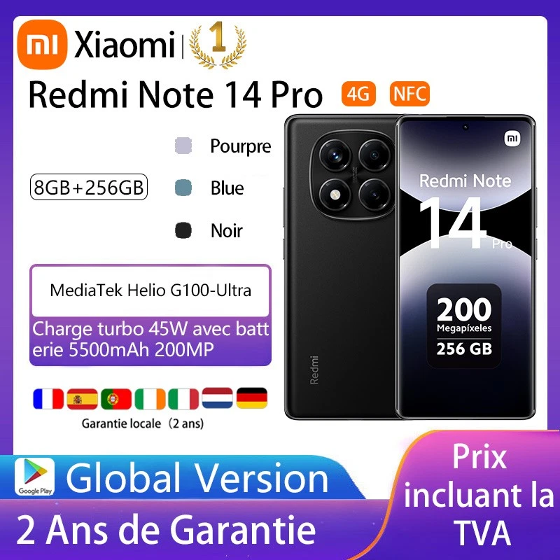 Xiaomi Redmi Note 14 Pro 4G Smartphone NFC 8+256GB 200MP Dual SIM 120Hz 5500mAh - Immagine 3 di 4