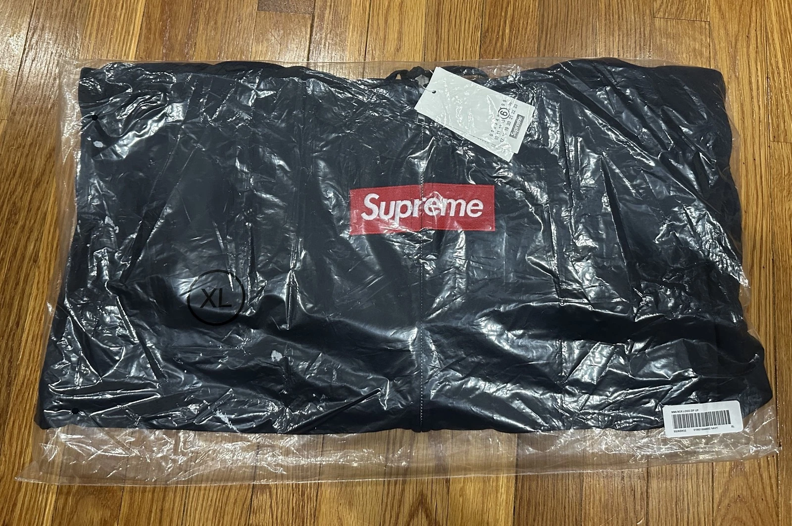 Supreme MM6 Maison Margiela Box Logo Zip Up Hooded Sweatshirt Navy XLarge XL