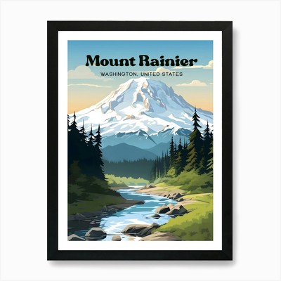 Mount Rainier Washington USA gerahmtes Wandbild Poster Leinwanddruck Bild