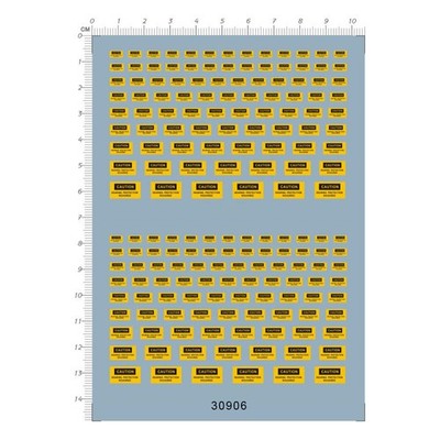 Yellow Black Different Scale Warning tag caution Marking Model Water Slide Decal