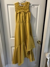 GUC Mia Joy Mustard Yellow Layered Dress Girl  s Size 8. Very Unique Lace Top