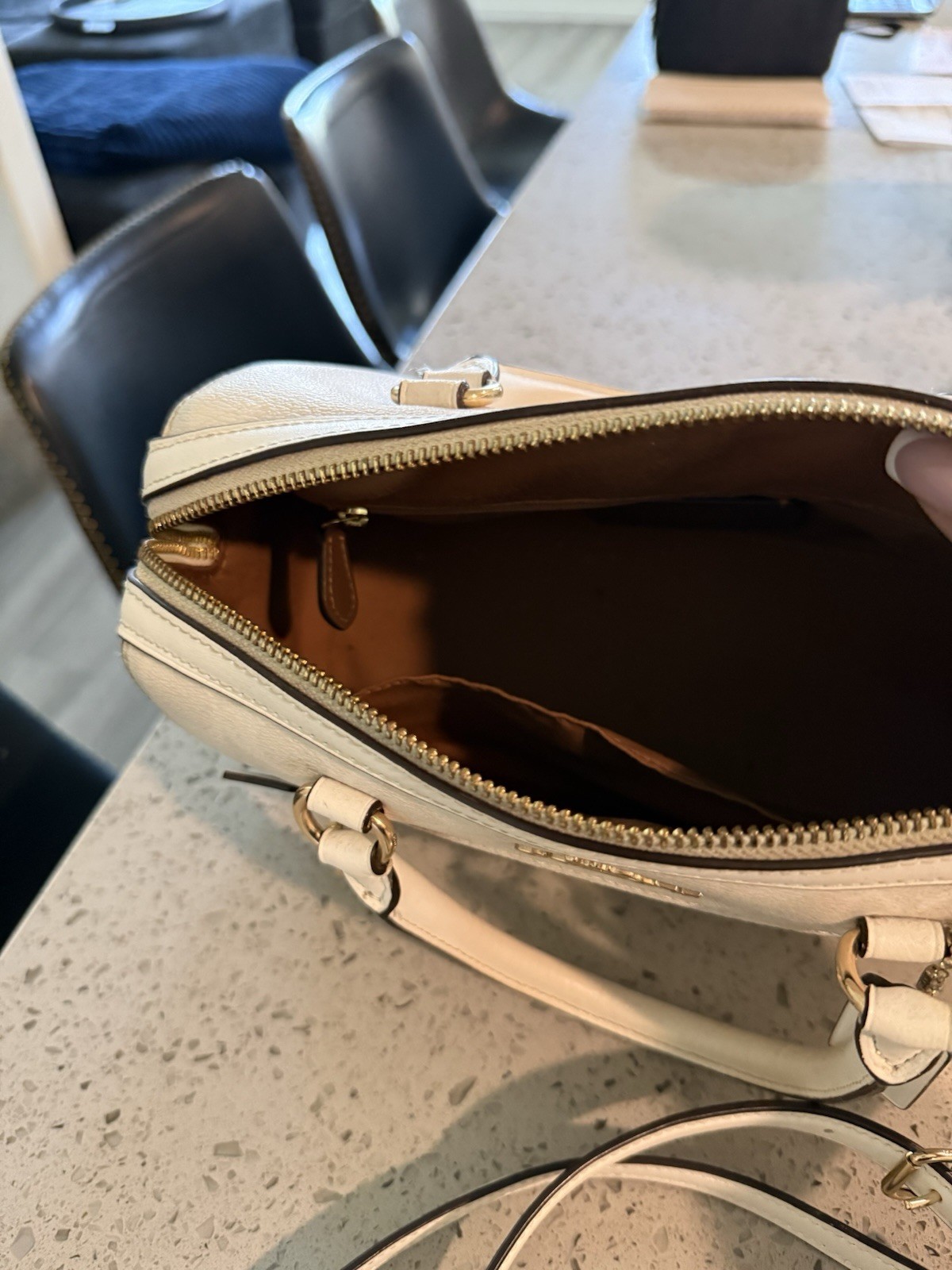 Coach Signature Beige Small Satchel Zip Bag w/ Detach… - Gem