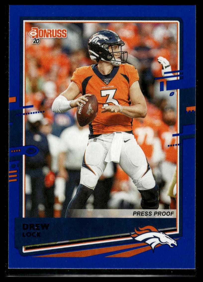 2020 Donruss Drew Lock Blue Orange Press Proof Jersey Card #87b