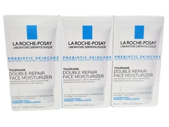 LA ROCHE POSAY TOLERIANE DOUBLE REPAIR FACE MOISTURIZER 3.38 OZ EXP: 2028 3PCS.