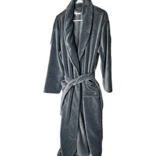 Alexander Del Rossa Women's Size S/M Grey Plush Robe Pockets