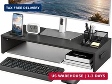 1home Ergonomic Monitor Stand Riser, 21.3 Inch Wood Desktop Stand with Cellphone